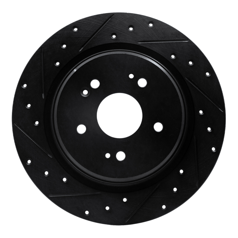 Picture of R1 15-25 Acura TLX Rear Left Drilled & Slotted Black Brake Rotor