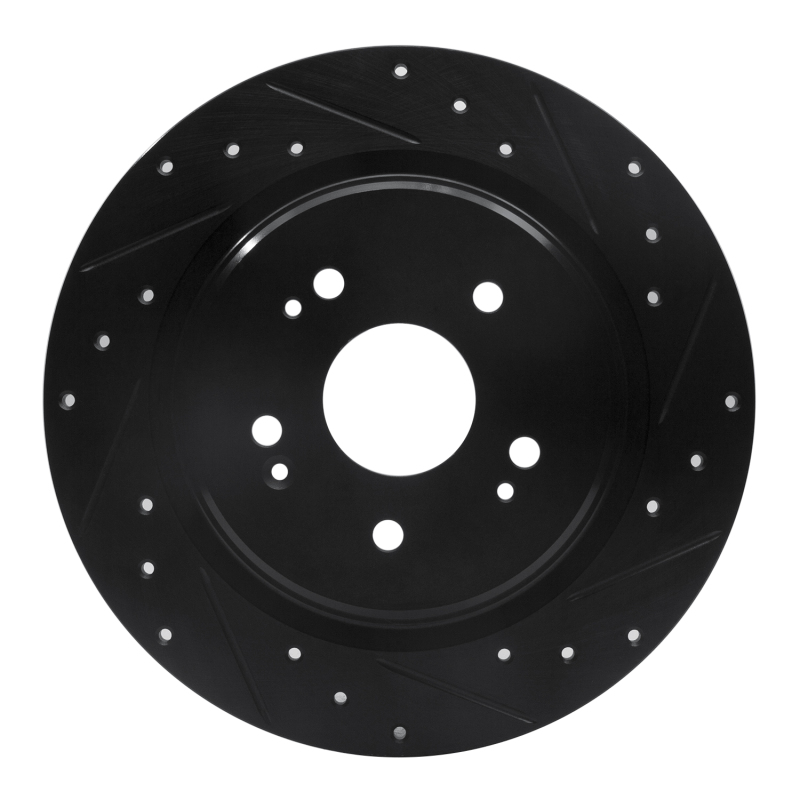 Picture of R1 15-25 Acura TLX Rear Right Drilled & Slotted Black Brake Rotor