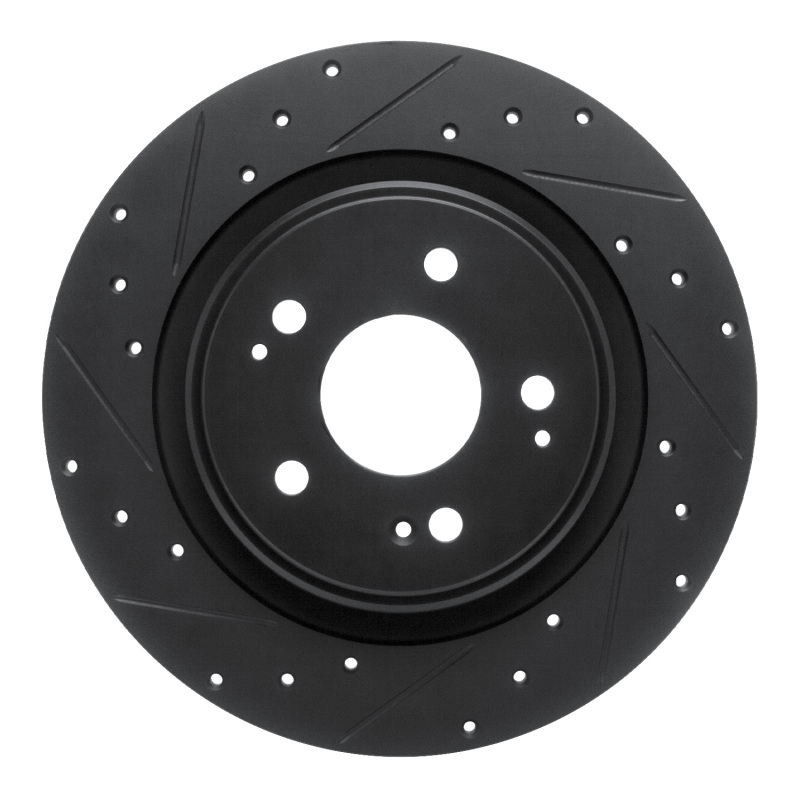 Picture of R1 17-20 Acura MDX Rear Left Drilled & Slotted Black Brake Rotor