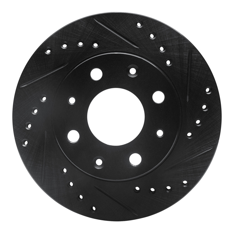 Picture of R1 84-06 Honda CRX Front Right Drilled & Slotted Black Brake Rotor