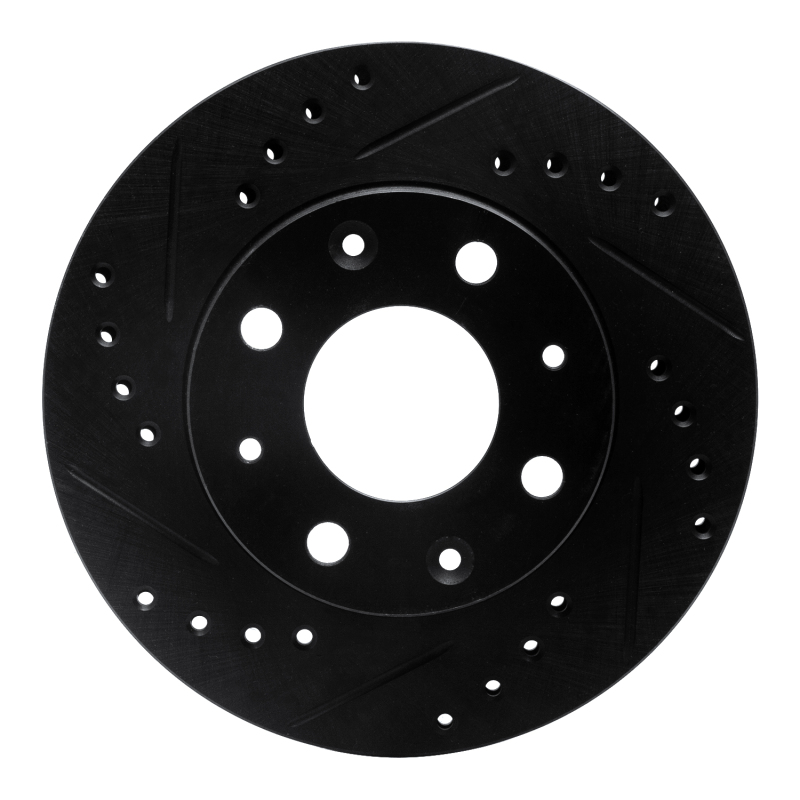 Picture of R1 84-06 Honda Civic Hatchback Front Left Drilled & Slotted Black Brake Rotor