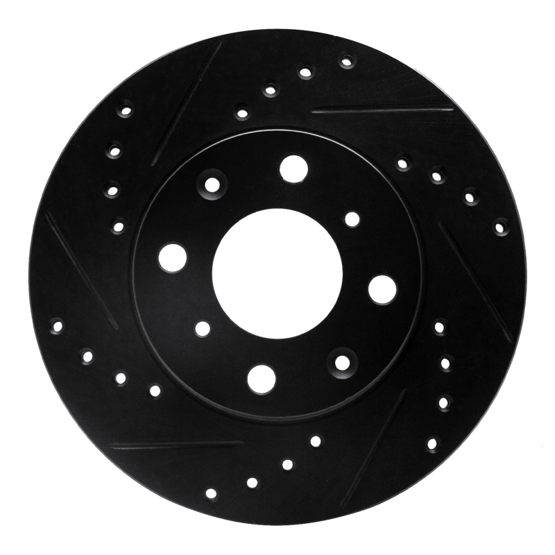 Picture of R1 84-90 Honda Accord Hatchback Front Left Drilled & Slotted Black Brake Rotor