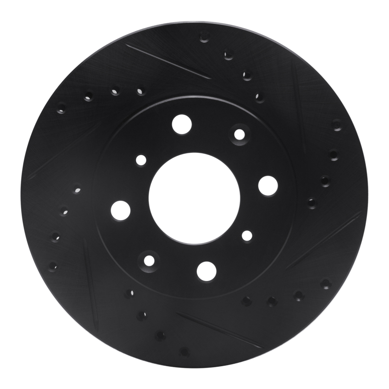 Picture of R1 84-90 Honda Accord Sedan Front Right Drilled & Slotted Black Brake Rotor