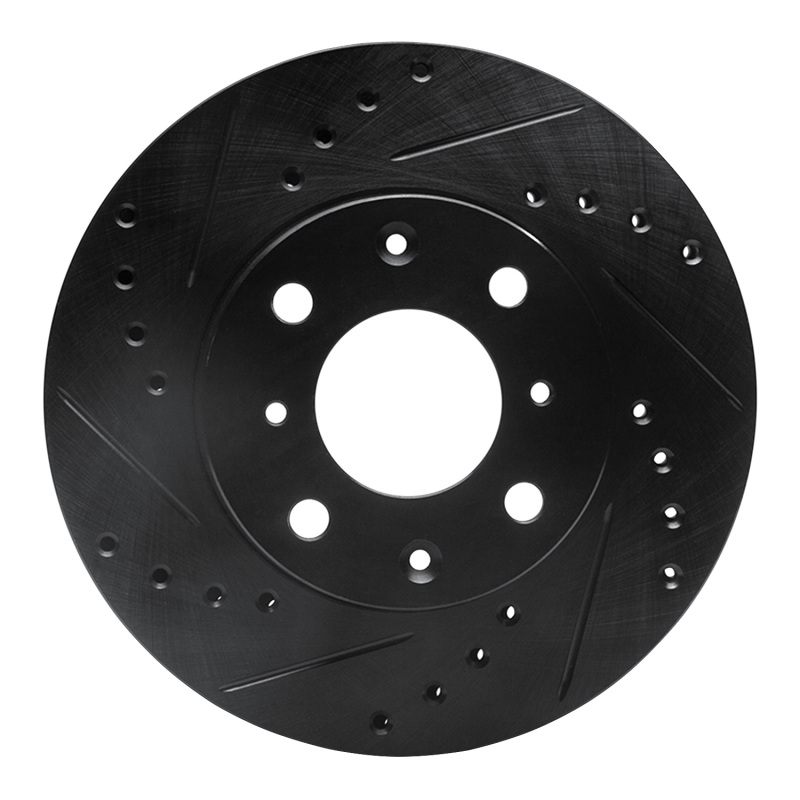 Picture of R1 86-91 Acura Integra Front Left Drilled & Slotted Black Brake Rotor