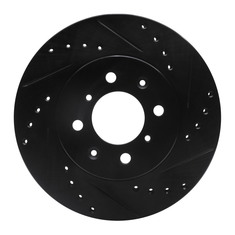 Picture of R1 88-91 Honda Accord Sedan Front Right Drilled & Slotted Black Brake Rotor
