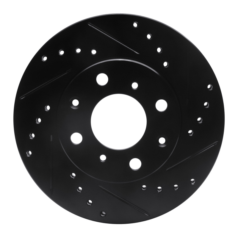 Picture of R1 90-00 Honda Civic Hatchback Front Right Drilled & Slotted Black Brake Rotor