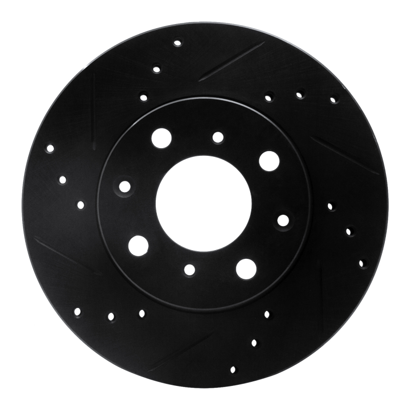 Picture of R1 90-00 Honda Civic Wagon Front Left Drilled & Slotted Black Brake Rotor
