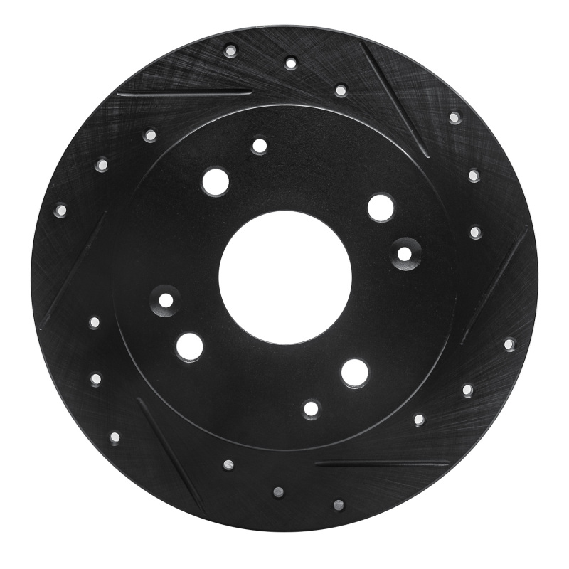 Picture of R1 92-97 Acura CL Rear Right Drilled & Slotted Black Brake Rotor