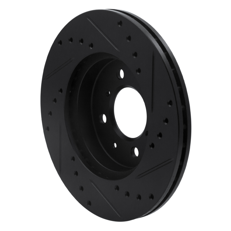 Picture of R1 90-17 Acura EL Front Left Drilled & Slotted Black Brake Rotor