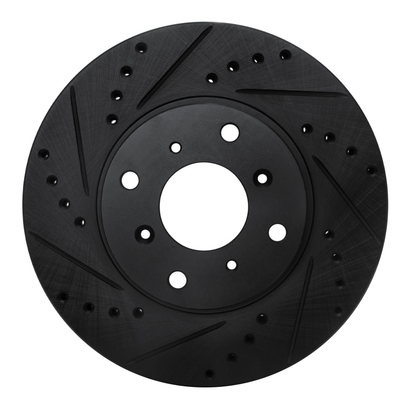 Picture of R1 92-96 Honda Prelude Front Left Drilled & Slotted Black Brake Rotor
