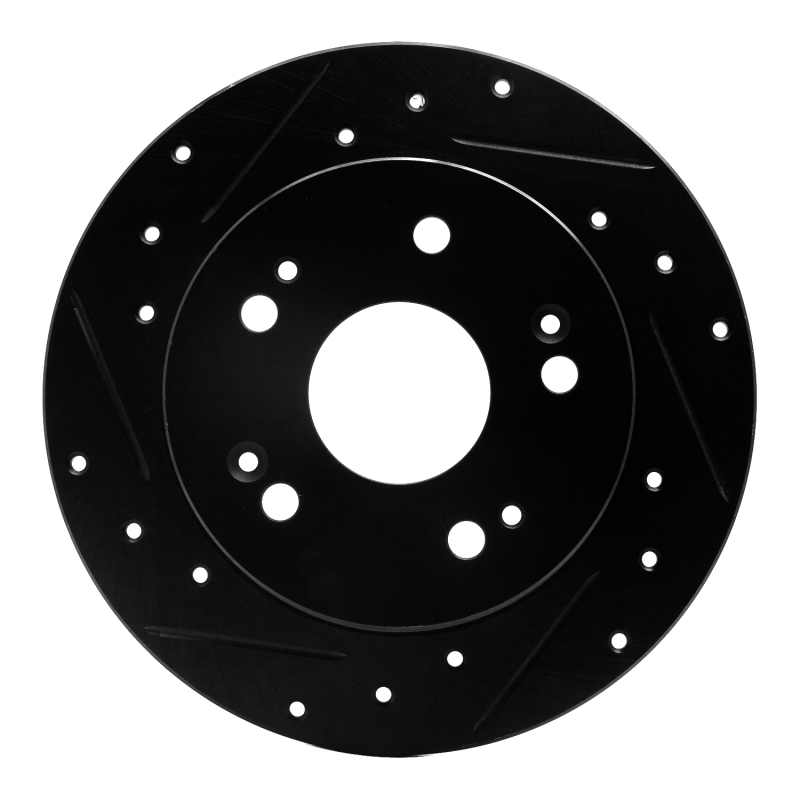 Picture of R1 97-15 Acura ILX Rear Left Drilled & Slotted Black Brake Rotor
