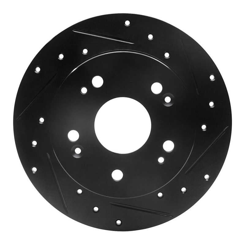 Picture of R1 97-15 Acura CSX Rear Right Drilled & Slotted Black Brake Rotor