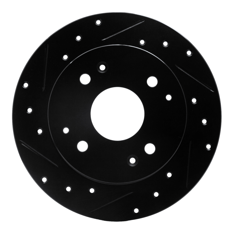 Picture of R1 98-02 Acura CL Rear Left Drilled & Slotted Black Brake Rotor