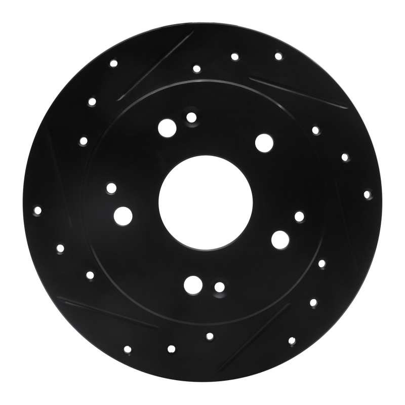 Picture of R1 97-06 Acura RSX Rear Left Drilled & Slotted Black Brake Rotor