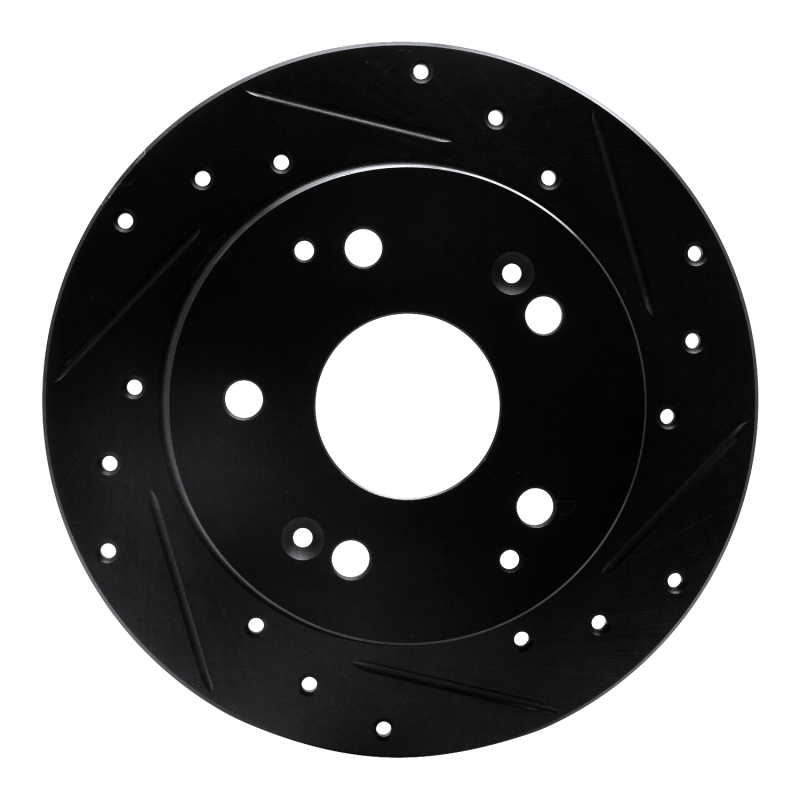 Picture of R1 97-06 Acura Integra Rear Right Drilled & Slotted Black Brake Rotor