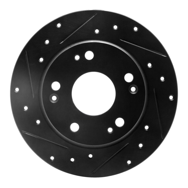 Picture of R1 03-08 Acura TSX Rear Left Drilled & Slotted Black Brake Rotor