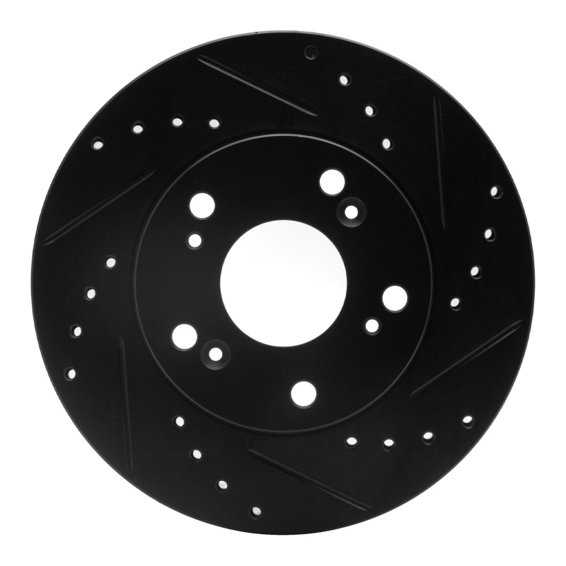 Picture of R1 02-15 Acura RSX Front Right Drilled & Slotted Black Brake Rotor