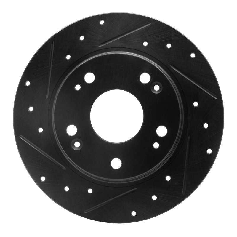 Picture of R1 11-15 Honda CR-Z Rear Left Drilled & Slotted Black Brake Rotor