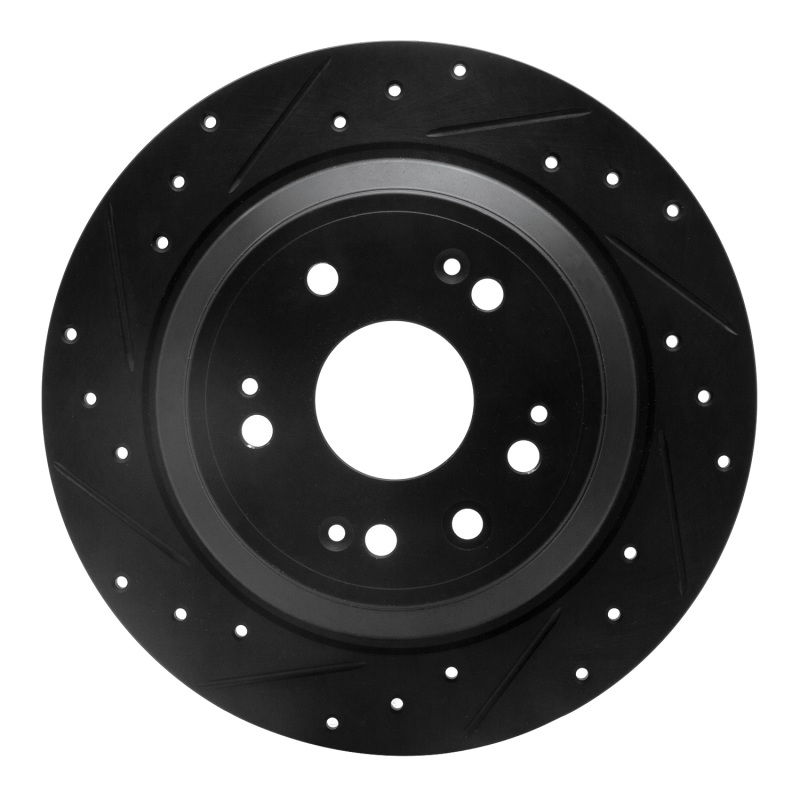 Picture of R1 10-15 Honda Crosstour Rear Left Drilled & Slotted Black Brake Rotor