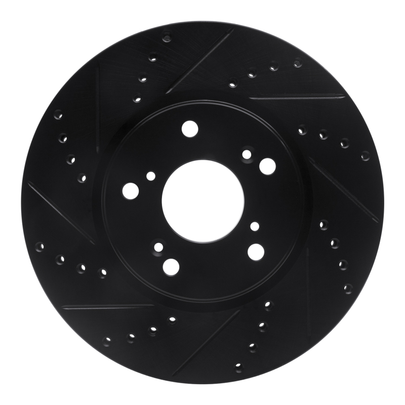 Picture of R1 13-22 Honda Accord Coupe Front Left Drilled & Slotted Black Brake Rotor