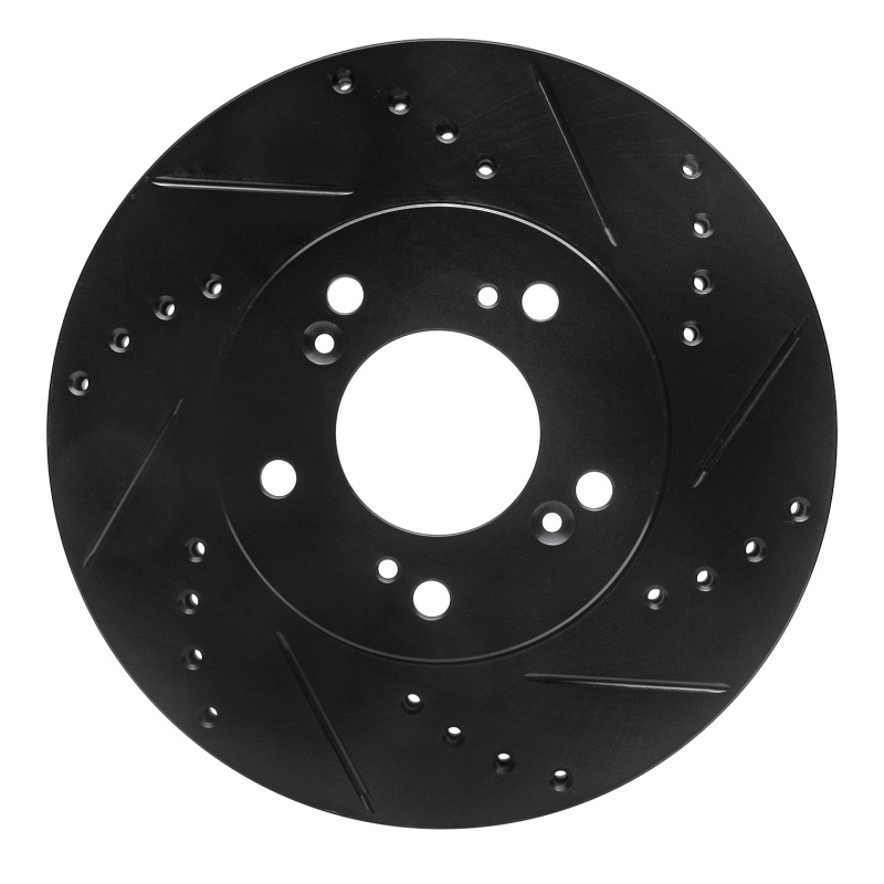 Picture of R1 91-01 Acura Integra Front Right Drilled & Slotted Black Brake Rotor