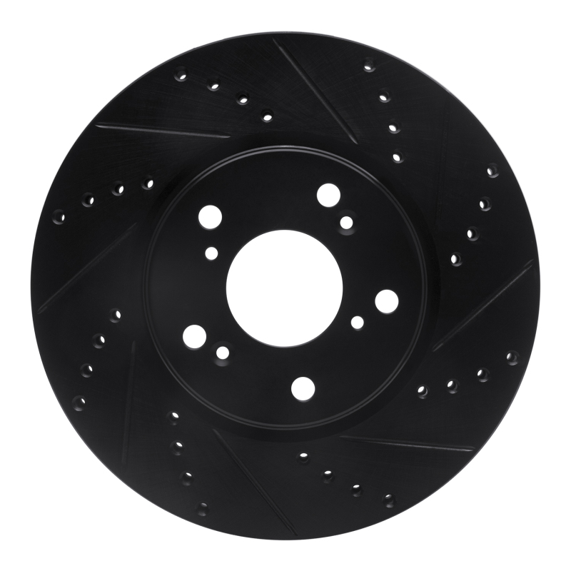 Picture of R1 13-22 Honda Accord Coupe Front Right Drilled & Slotted Black Brake Rotor