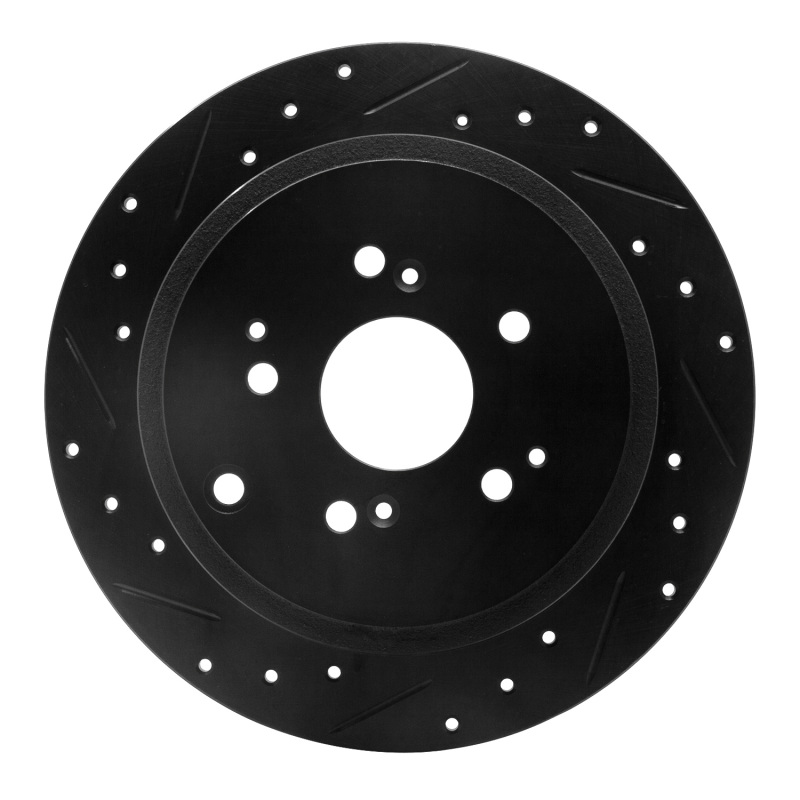 Picture of R1 01-08 Acura MDX Rear Left Drilled & Slotted Black Brake Rotor