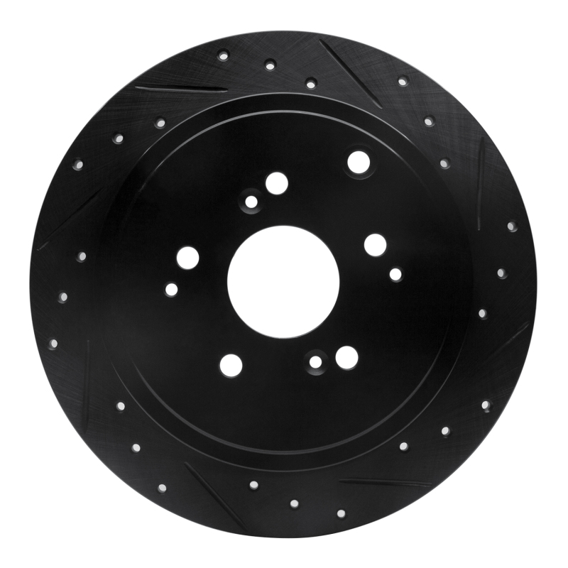 Picture of R1 01-08 Acura MDX Rear Right Drilled & Slotted Black Brake Rotor