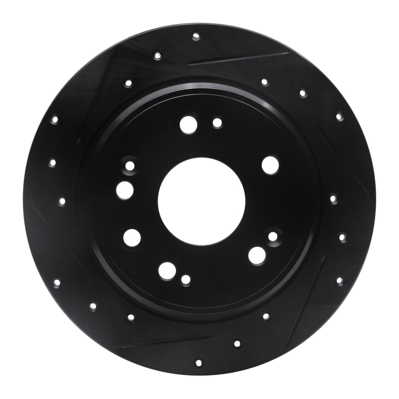 Picture of R1 02-04 Honda CR-V Rear Left Drilled & Slotted Black Brake Rotor