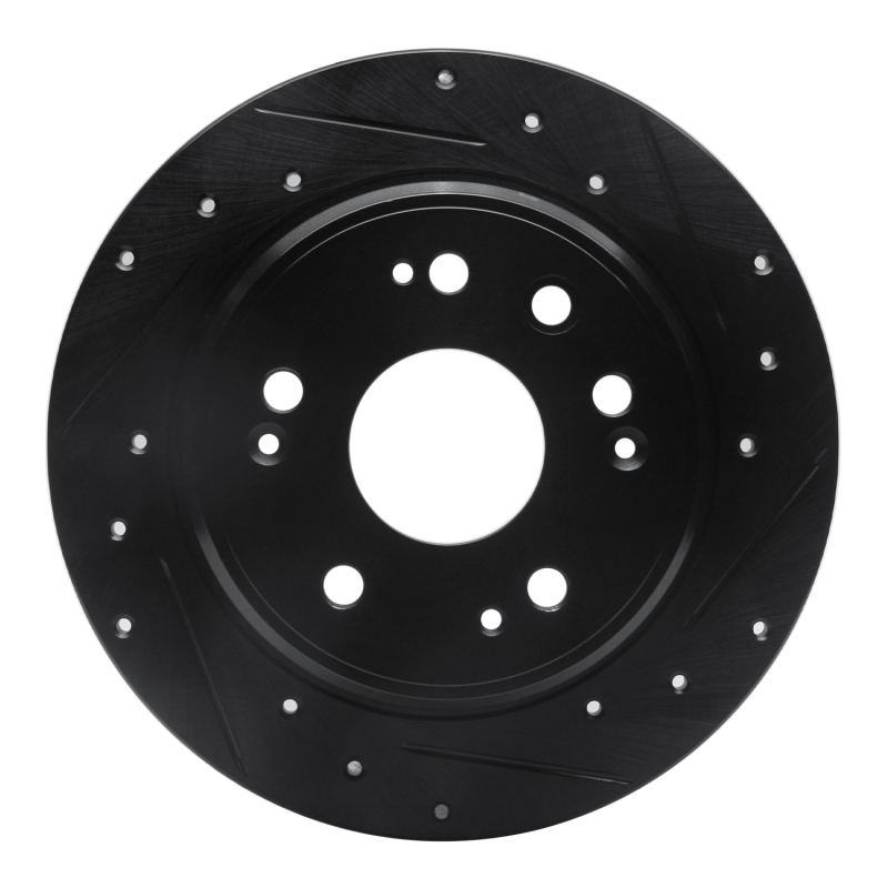 Picture of R1 02-04 Honda CR-V Rear Right Drilled & Slotted Black Brake Rotor