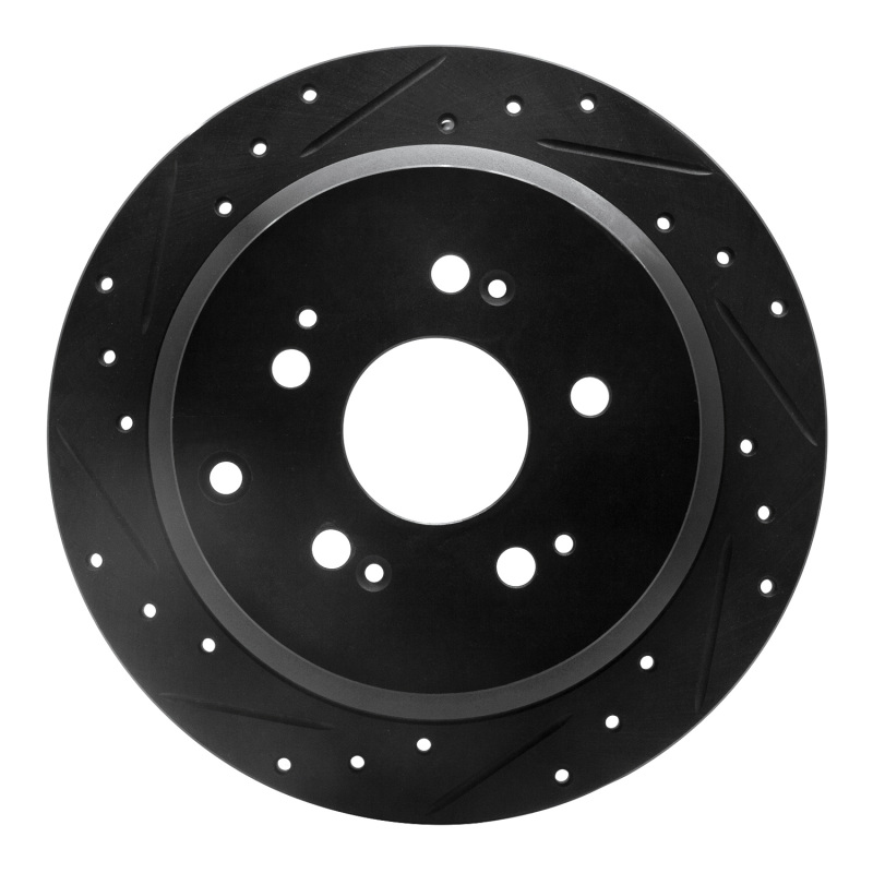 Picture of R1 05-10 Honda Odyssey Rear Left Drilled & Slotted Black Brake Rotor