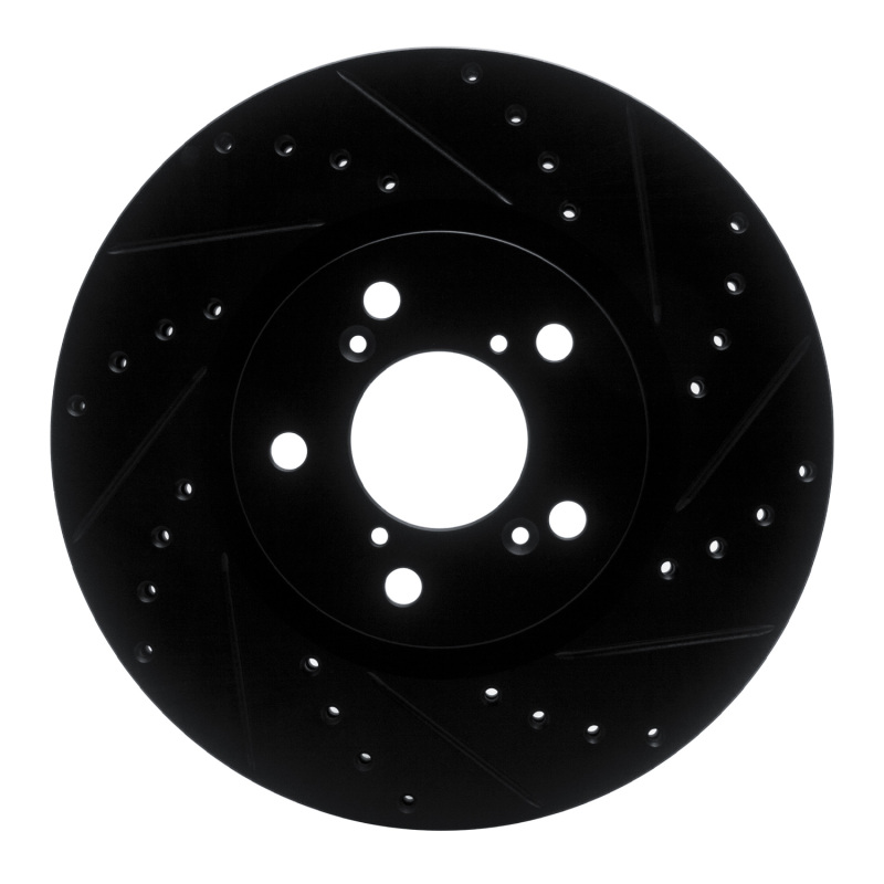 Picture of R1 06-14 Honda Ridgeline Front Right Drilled & Slotted Black Brake Rotor
