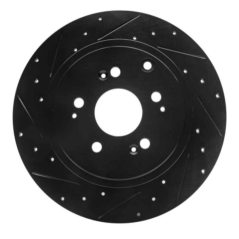 Picture of R1 06-14 Honda Ridgeline Rear Left Drilled & Slotted Black Brake Rotor