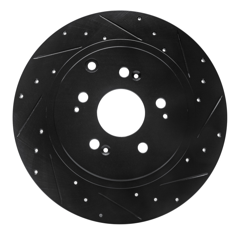 Picture of R1 06-14 Honda Ridgeline Rear Right Drilled & Slotted Black Brake Rotor