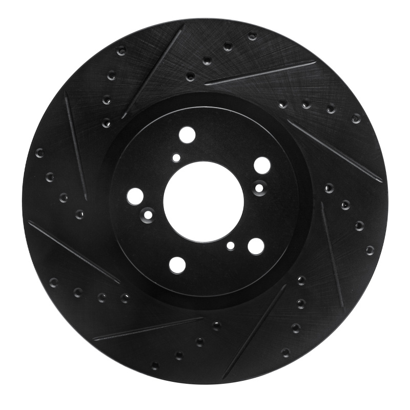 Picture of R1 07-20 Acura MDX Front Left Drilled & Slotted Black Brake Rotor