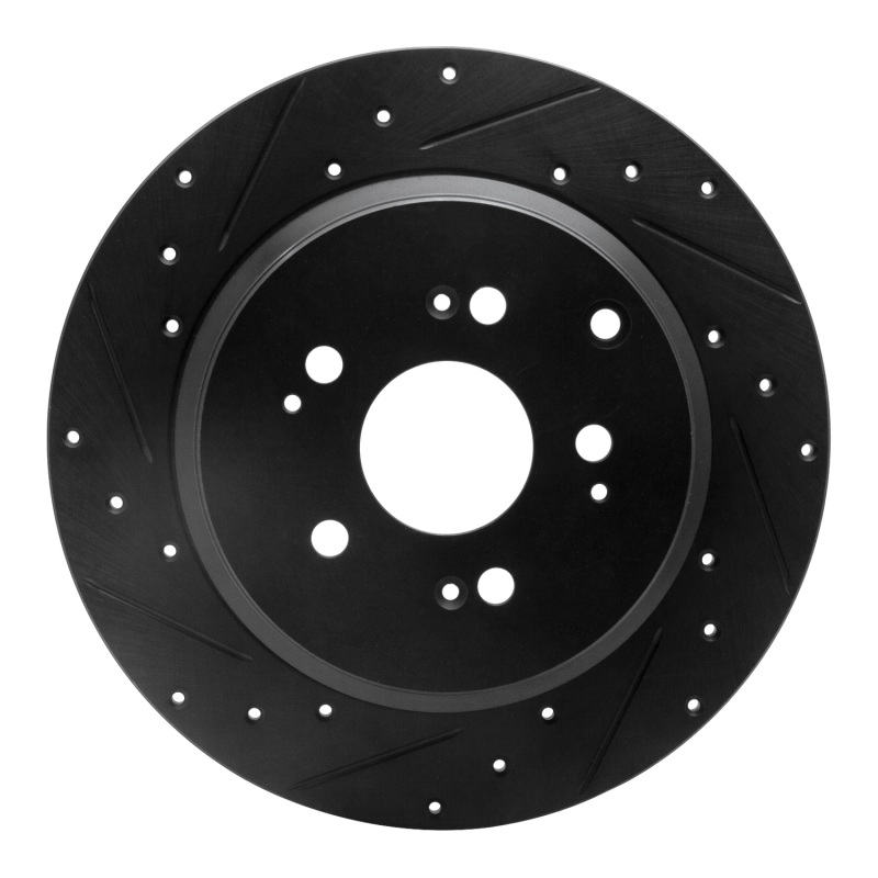 Picture of R1 07-17 Acura ZDX Rear Left Drilled & Slotted Black Brake Rotor