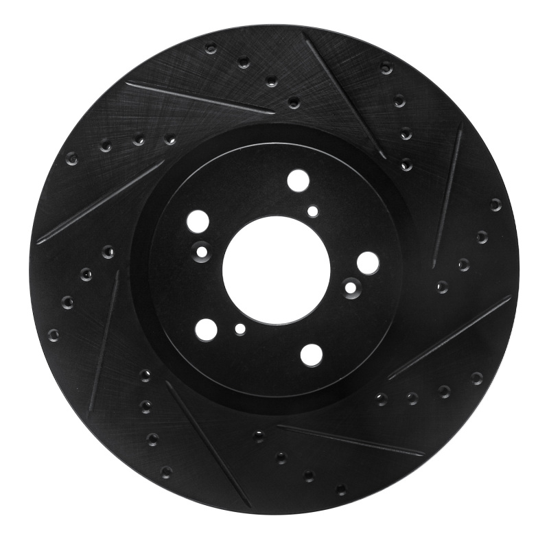 Picture of R1 07-20 Acura MDX Front Right Drilled & Slotted Black Brake Rotor