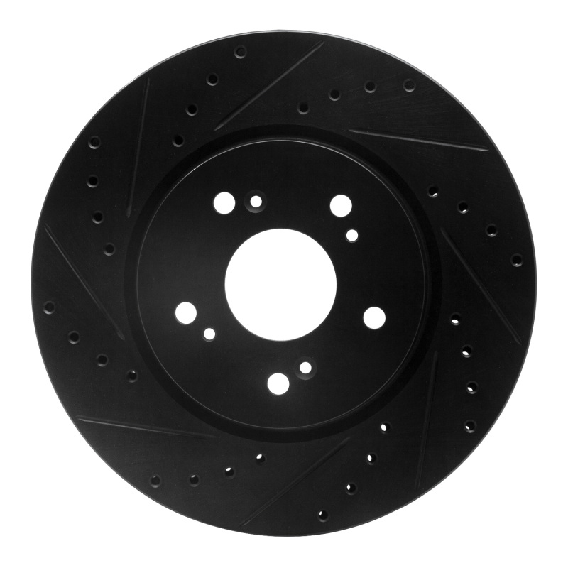 Picture of R1 07-16 Acura RDX Front Left Drilled & Slotted Black Brake Rotor