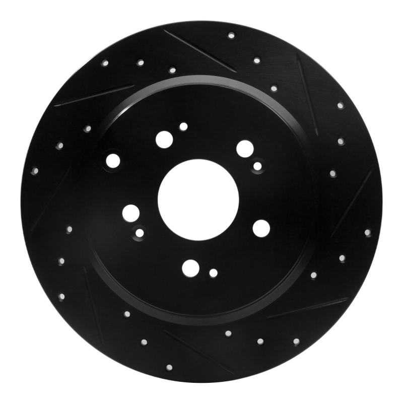 Picture of R1 07-17 Acura MDX Rear Right Drilled & Slotted Black Brake Rotor