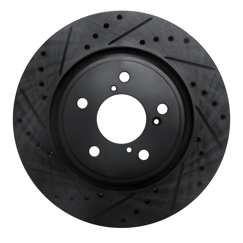 Picture of R1 15-25 Acura MDX Front Left Drilled & Slotted Black Brake Rotor