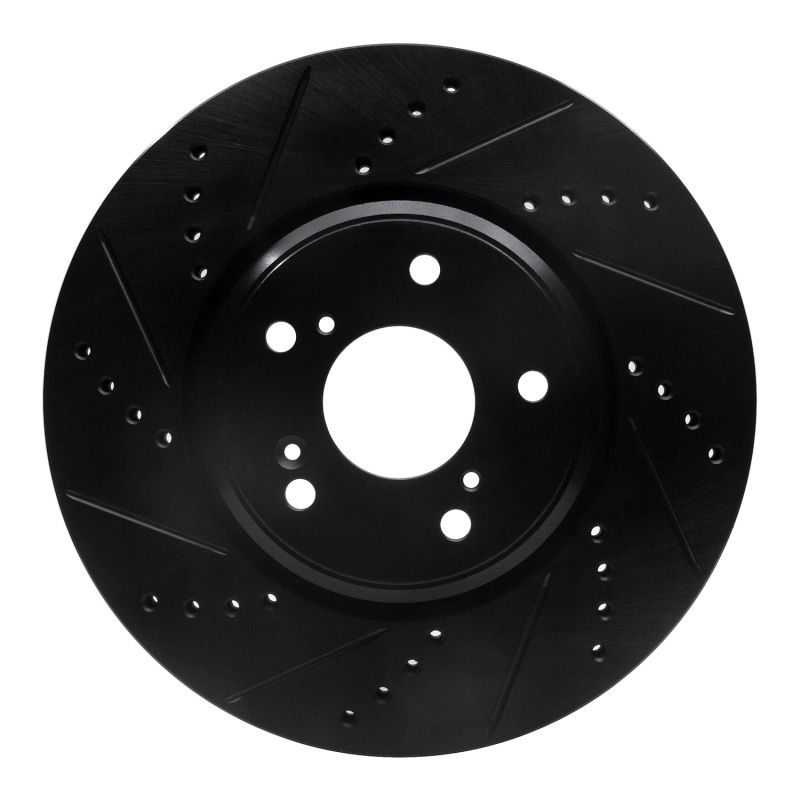 Picture of R1 16-22 Acura ILX Front Left Drilled & Slotted Black Brake Rotor