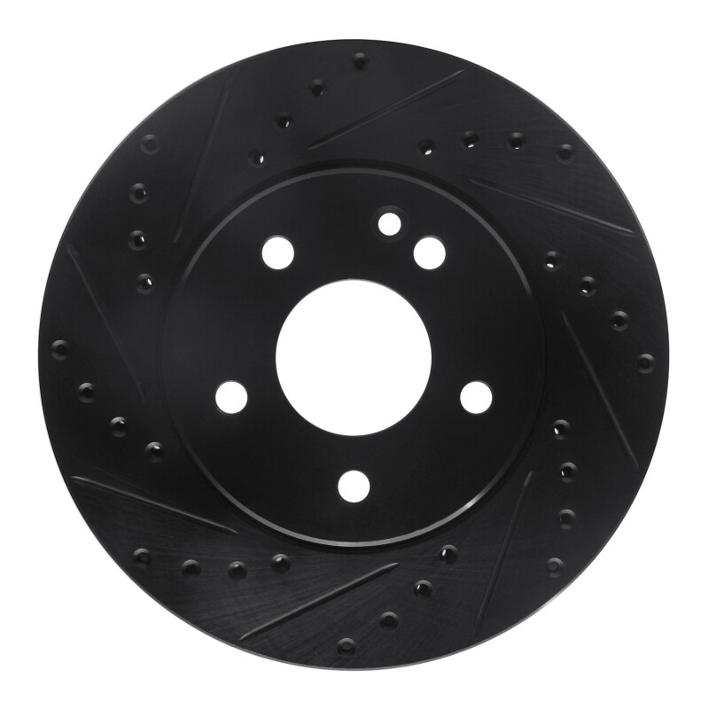 Picture of R1 94-97 Mercedes-Benz C280 Front Left Drilled & Slotted Black Brake Rotor