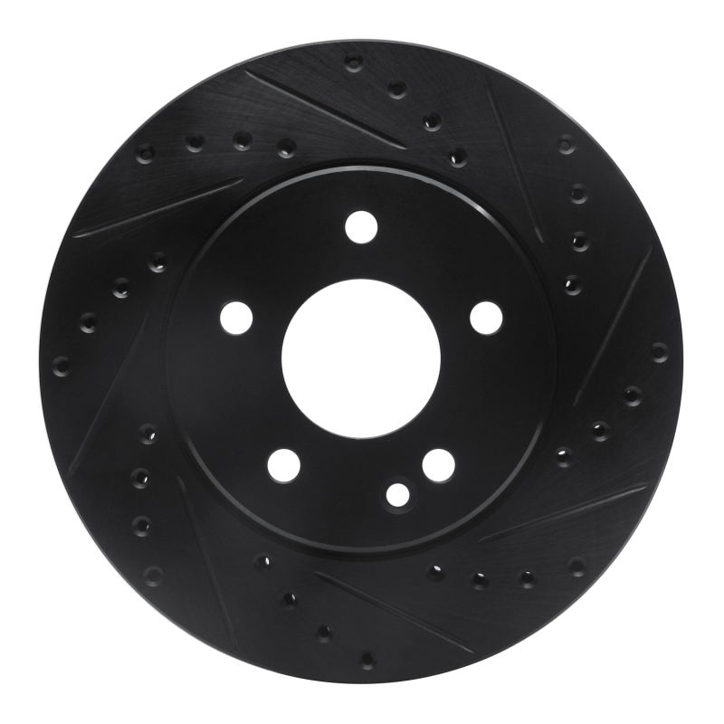 Picture of R1 94-97 Mercedes-Benz C280 Front Right Drilled & Slotted Black Brake Rotor