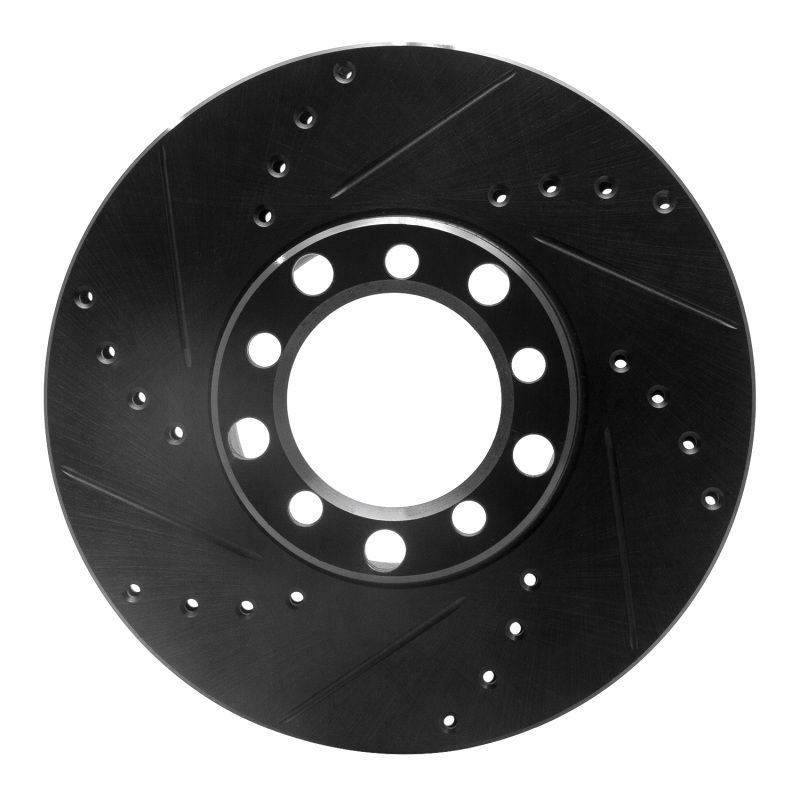 Picture of R1 79-85 Mercedes-Benz 380SL Front Left Drilled & Slotted Black Brake Rotor