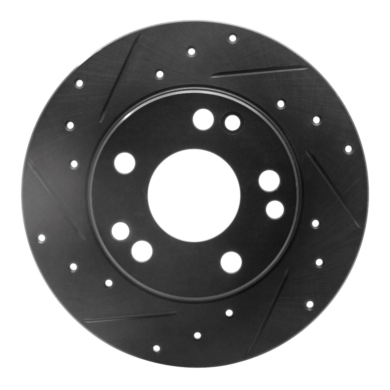 Picture of R1 83-89 Mercedes-Benz 190D Front Left Drilled & Slotted Black Brake Rotor