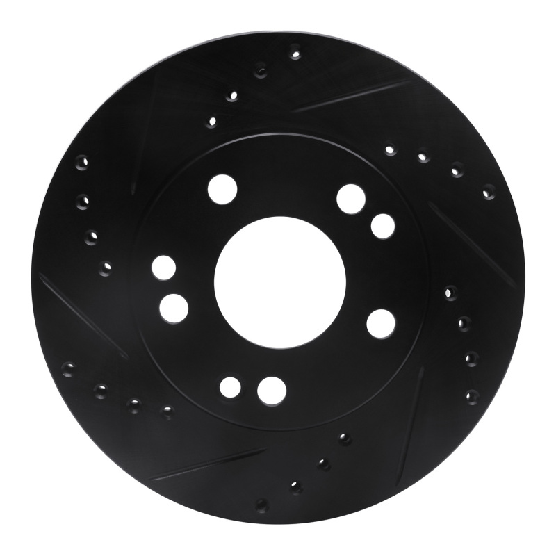 Picture of R1 87-93 Mercedes-Benz 190E Front Left Drilled & Slotted Black Brake Rotor