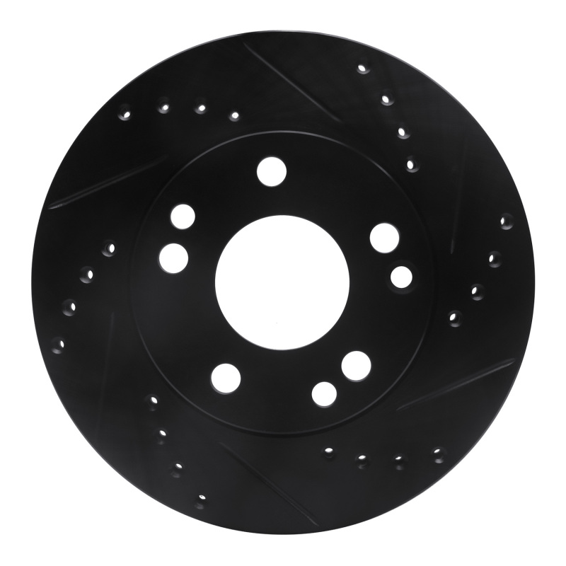 Picture of R1 87-93 Mercedes-Benz 190D Front Right Drilled & Slotted Black Brake Rotor