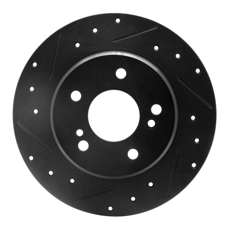 Picture of R1 87-15 Chrysler Crossfire Rear Left Drilled & Slotted Black Brake Rotor
