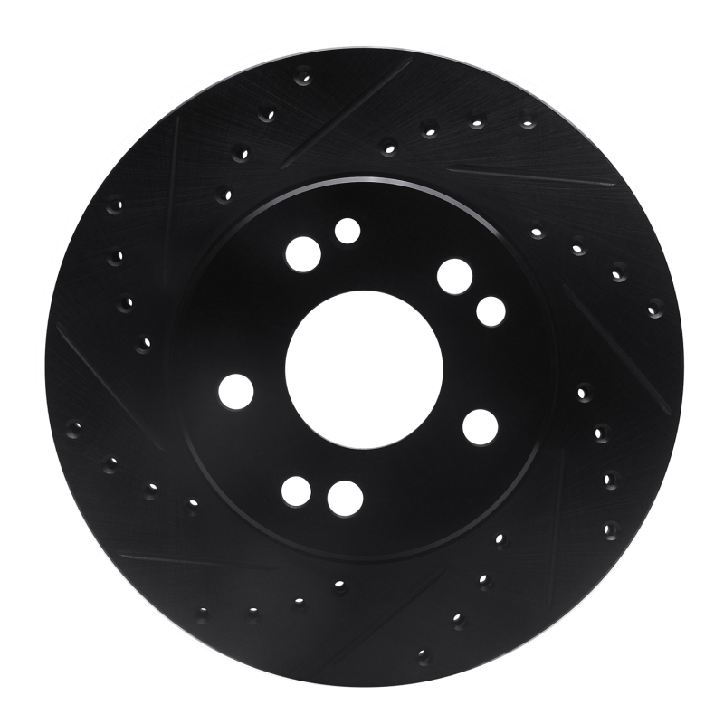 Picture of R1 84-95 Mercedes-Benz E300 Front Left Drilled & Slotted Black Brake Rotor