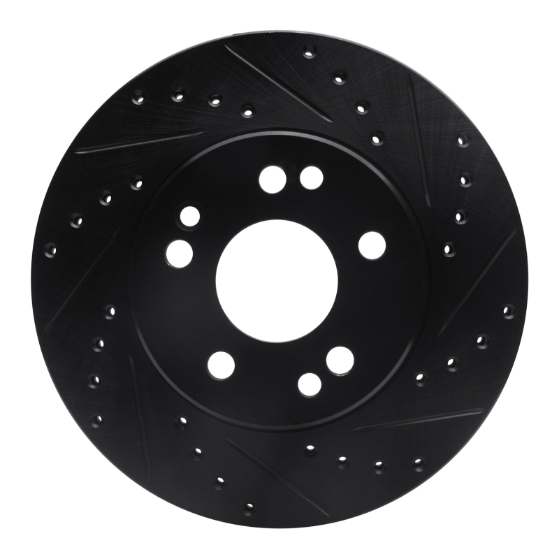 Picture of R1 84-95 Mercedes-Benz 260E Front Right Drilled & Slotted Black Brake Rotor